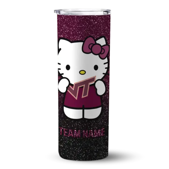 customized virginia tech hokies hello kitty maroon black skinny tumbler best selling