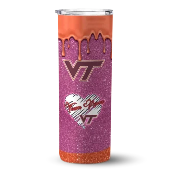 Customized Virginia Tech Hokies Pixel Fade Maroon Skinny Tumbler