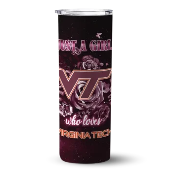 Customized Virginia Tech Hokies Rose Romance Maroon Black Skinny Tumbler