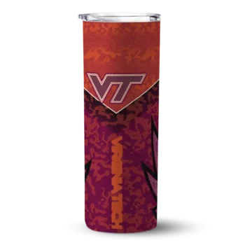 Customized Virginia Tech Hokies Spiral Burst Print Maroon Skinny Tumbler