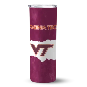 Customized Virginia Tech Hokies Torn Band Maroon White Skinny Tumbler