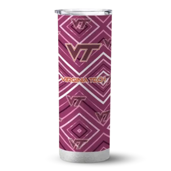 Customized Virginia Tech Hokies Zipper Leopard Maroon Skinny Tumbler