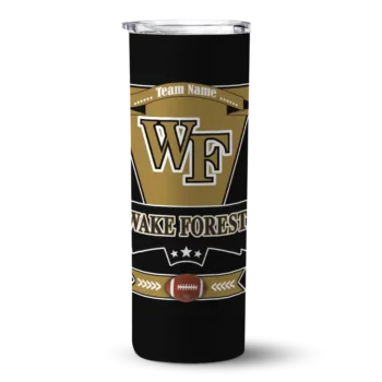 Customized Wake Forest Demon Deacons Helmet Belt Gold Black Skinny Tumbler