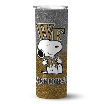 Customized Wake Forest Demon Deacons Snoopy Attitude Gold Skinny Tumbler