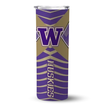 Customized Washington Huskies Camo Texture Purple Skinny Tumbler