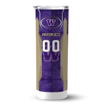 Customized Washington Huskies Stacked Diamond Purple Skinny Tumbler