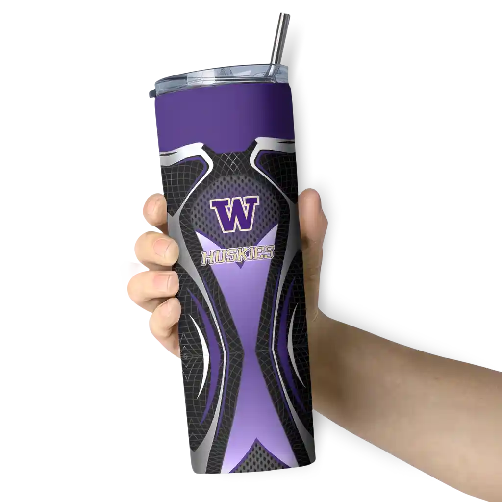 customized-washington-huskies-superman-emblem-purple-black-skinny-tumbler-premium-grade-1.webp