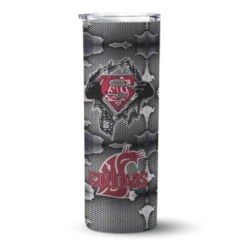 Customized Washington State Cougars Chevron V Crimson Gray Skinny Tumbler