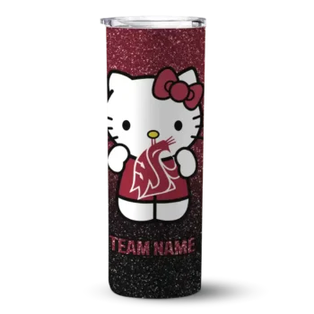 Customized Washington State Cougars Hello Kitty Crimson Black Skinny Tumbler