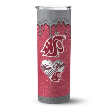 Customized Washington State Cougars Pixel Fade Crimson Skinny Tumbler