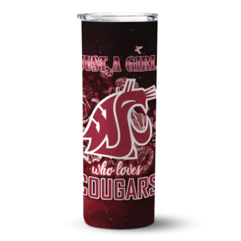 Customized Washington State Cougars Rose Romance Crimson Black Skinny Tumbler