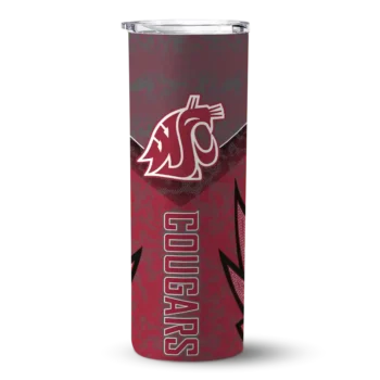 Customized Washington State Cougars Spiral Burst Print Crimson Skinny Tumbler
