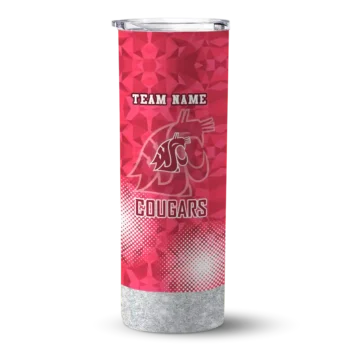 Customized Washington State Cougars Starburst Tiles Crimson Skinny Tumbler