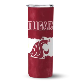 Customized Washington State Cougars Torn Band Crimson White Skinny Tumbler
