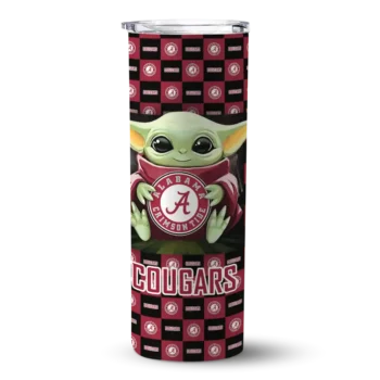Customized Washington State Cougars Yoda Cozy Crimson Black Skinny Tumbler