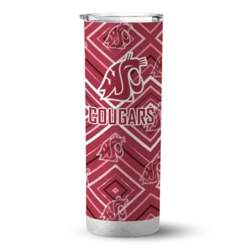 Customized Washington State Cougars Zipper Leopard Crimson Skinny Tumbler