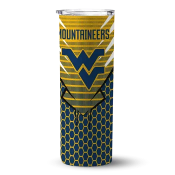 Customized West Virginia Mountaineers Chevron Stripes Blue Skinny Tumbler