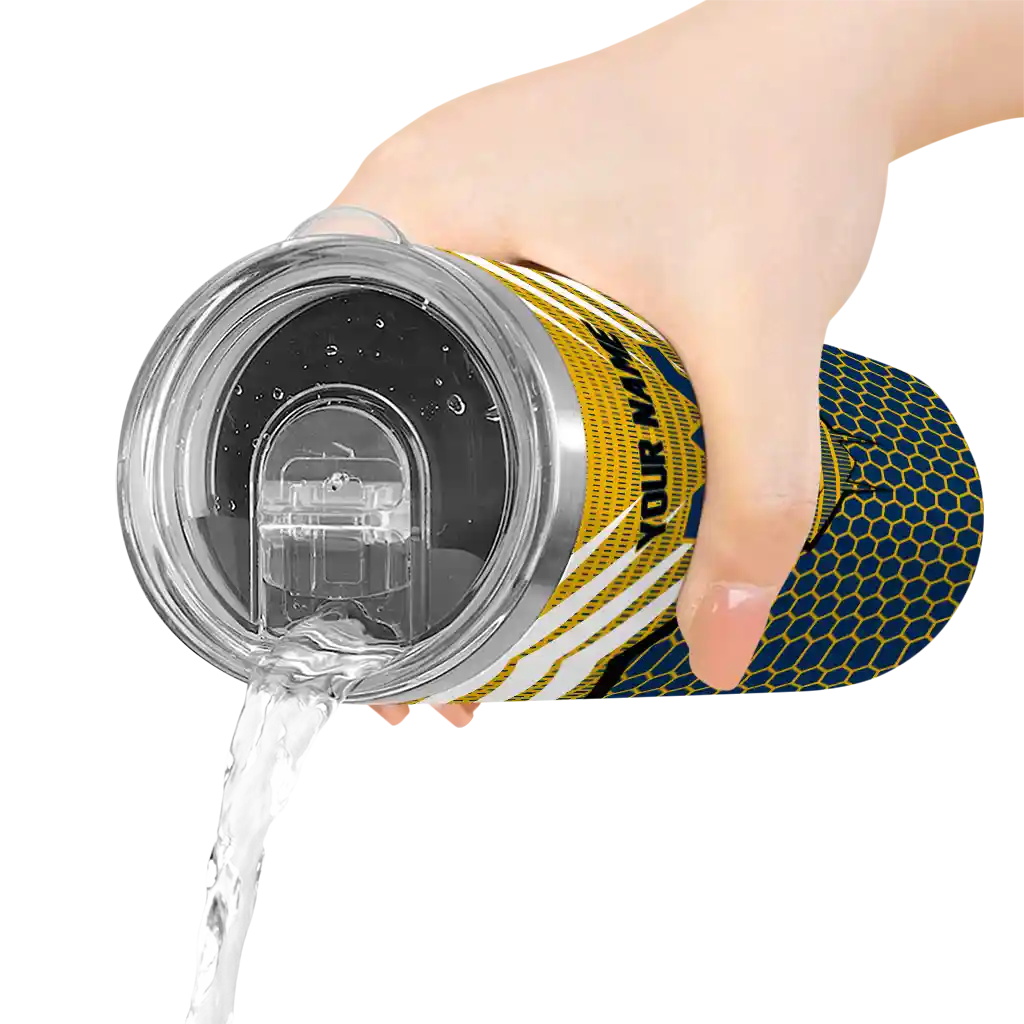 customized-west-virginia-mountaineers-chevron-stripes-blue-skinny-tumbler-latest-model.webp