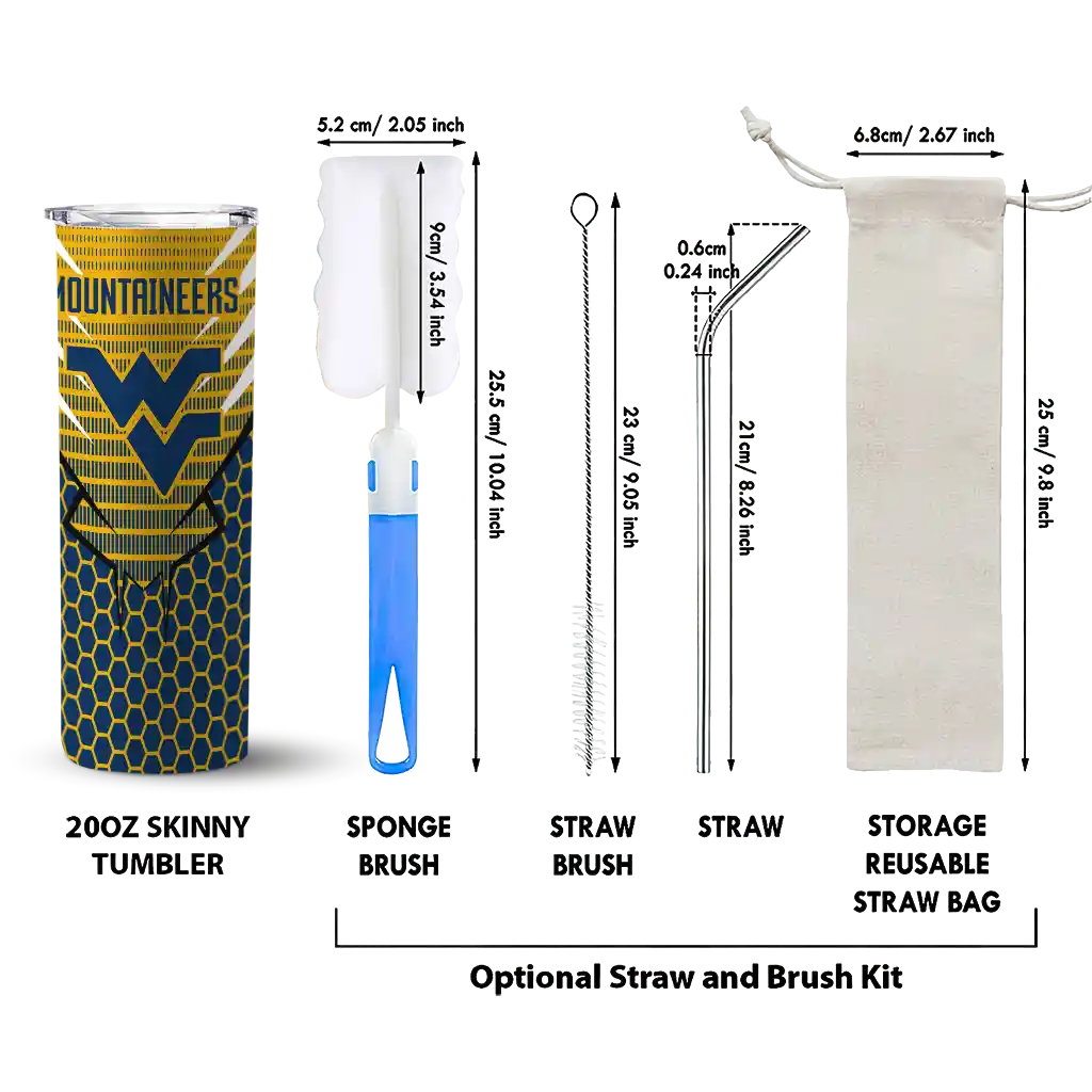 customized-west-virginia-mountaineers-chevron-stripes-blue-skinny-tumbler-new-arrival.webp