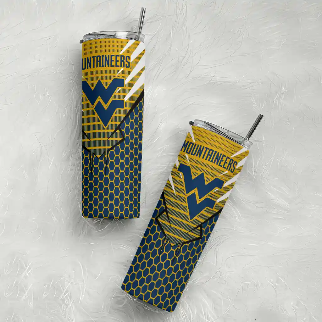 customized-west-virginia-mountaineers-chevron-stripes-blue-skinny-tumbler-top-rated.webp