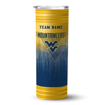 Customized West Virginia Mountaineers Swirl Texture Blue Skinny Tumbler