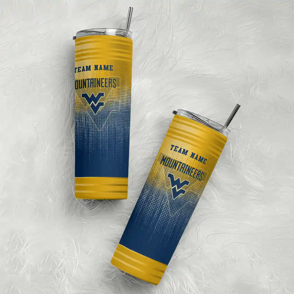 customized-west-virginia-mountaineers-swirl-texture-blue-skinny-tumbler-top-rated.webp