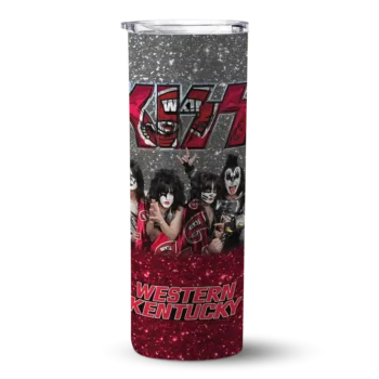 Customized Western Kentucky Hilltoppers Kiss Band Black Skinny Tumbler