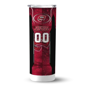 Customized Western Kentucky Hilltoppers Stacked Diamond Red Skinny Tumbler