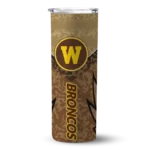 customized-western-michigan-broncos-spiral-burst-print-brown-skinny-tumbler-best-selling.webp