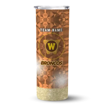 Customized Western Michigan Broncos Starburst Tiles Brown Skinny Tumbler