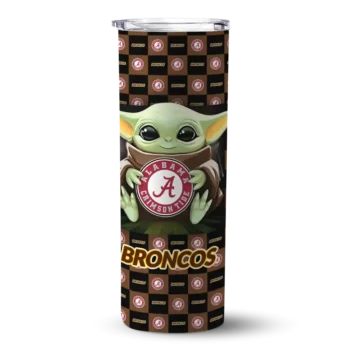 Customized Western Michigan Broncos Yoda Cozy Brown Black Skinny Tumbler