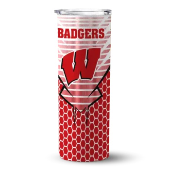 Customized Wisconsin Badgers Chevron Stripes Red Skinny Tumbler
