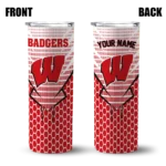 customized-wisconsin-badgers-chevron-stripes-red-skinny-tumbler-best-selling.webp