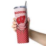 customized-wisconsin-badgers-chevron-stripes-red-skinny-tumbler-best-selling.webp