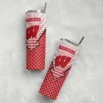 customized-wisconsin-badgers-chevron-stripes-red-skinny-tumbler-best-selling.webp