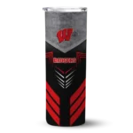 customized-wisconsin-badgers-hexagon-honeycomb-red-black-skinny-tumbler-best-selling.webp