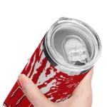 customized-wisconsin-badgers-metallic-grid-red-skinny-tumbler-best-selling.webp