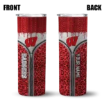 customized-wisconsin-badgers-sparkle-drip-red-skinny-tumbler-best-selling.webp