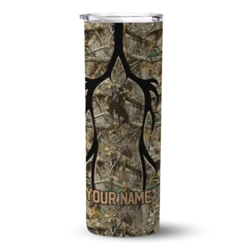 Customized Wyoming Cowboys Antler Flow Camo Skinny Tumbler