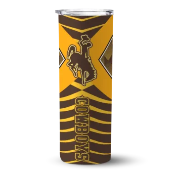 Customized Wyoming Cowboys Camo Texture Brown Skinny Tumbler