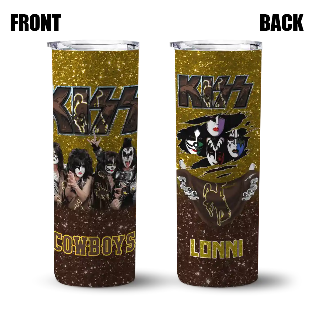 customized-wyoming-cowboys-kiss-band-gold-skinny-tumbler-fashion-forward.webp