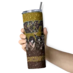 customized-wyoming-cowboys-kiss-band-gold-skinny-tumbler-best-selling-1.webp