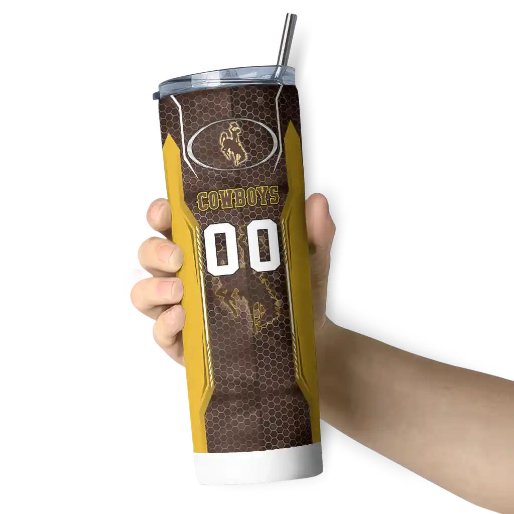 customized-wyoming-cowboys-stacked-diamond-brown-skinny-tumbler-premium-grade.webp