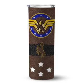 Customized Wyoming Cowboys Star Cluster Brown Skinny Tumbler