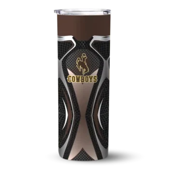 Customized Wyoming Cowboys Superman Emblem Brown Black Skinny Tumbler