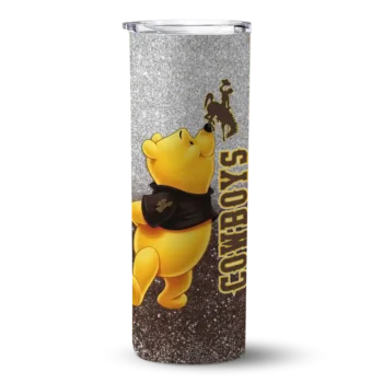 Customized Wyoming Cowboys Winnie the Pooh Brown Gray Skinny Tumbler