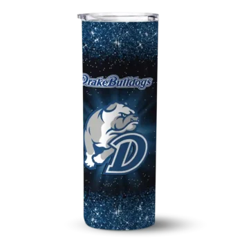 Drake Bulldogs Radiant Glitter Blue Skinny Tumbler