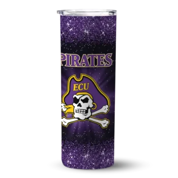 East Carolina Pirates Radiant Glitter Purple Skinny Tumbler