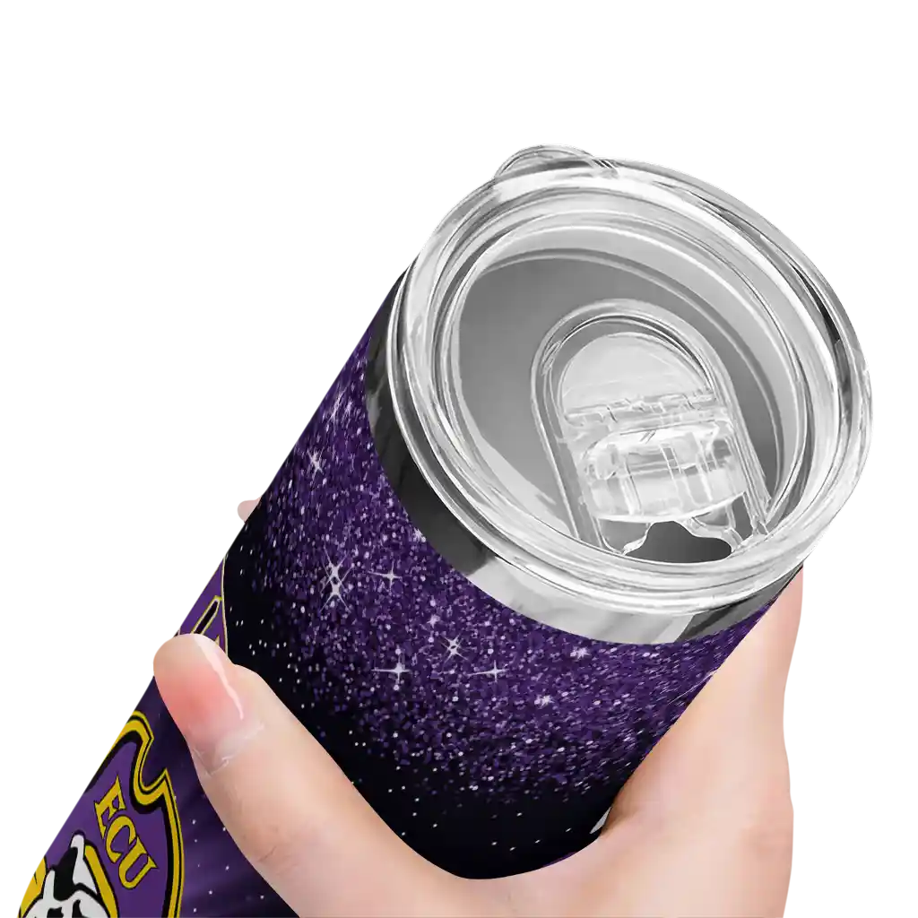 east-carolina-pirates-radiant-glitter-purple-skinny-tumbler-high-quality.webp