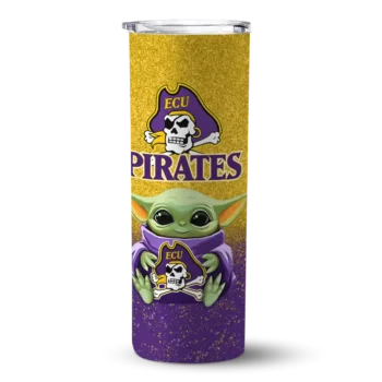 East Carolina Pirates Yoda Smile Purple Skinny Tumbler